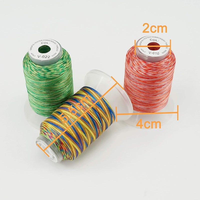 New brothread 12 Colors Variegated Polyester Embroidery Machine Thread Kit 500M (550Y) Compatible with Brother Janome Babylock Singer Pfaff Bernina Husqvaran Embroidery and Sewing Machines-Assortment2 - Image 3