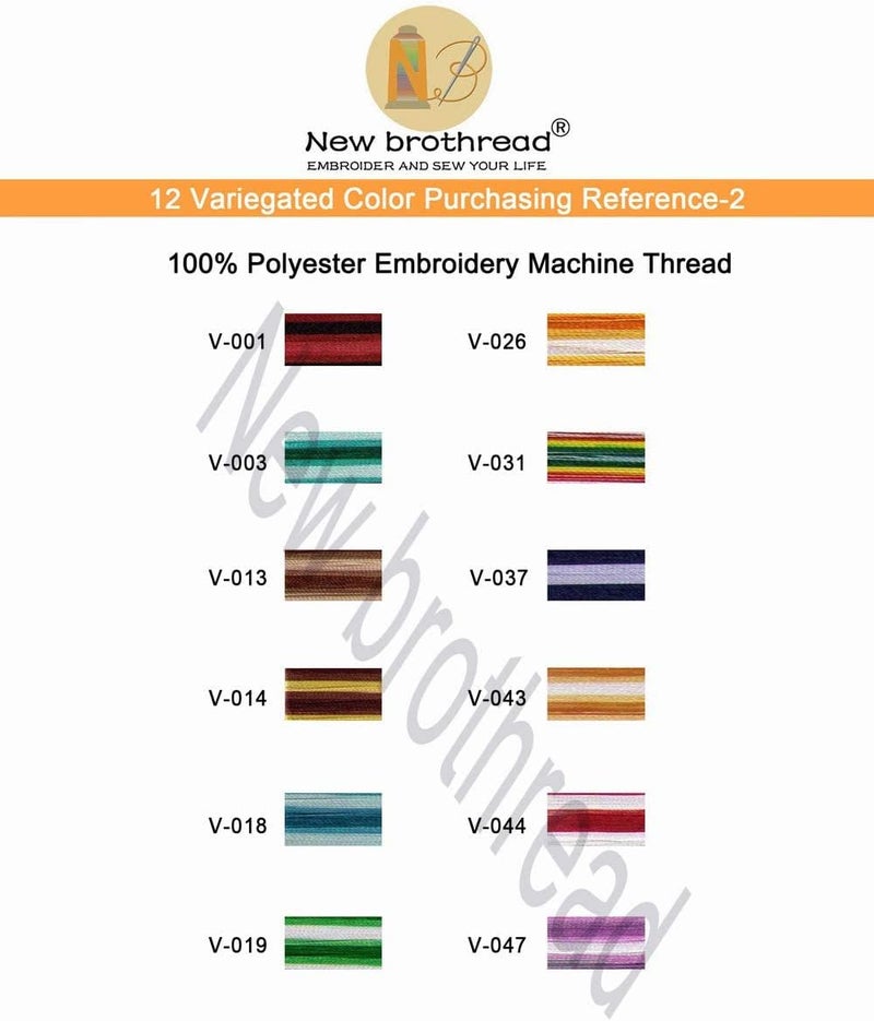 New brothread 12 Colors Variegated Polyester Embroidery Machine Thread Kit 500M (550Y) Compatible with Brother Janome Babylock Singer Pfaff Bernina Husqvaran Embroidery and Sewing Machines-Assortment2 - Image 5
