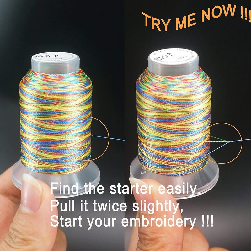 New brothread 12 Colors Variegated Polyester Embroidery Machine Thread Kit 500M (550Y) Compatible with Brother Janome Babylock Singer Pfaff Bernina Husqvaran Embroidery and Sewing Machines-Assortment2 - Image 4