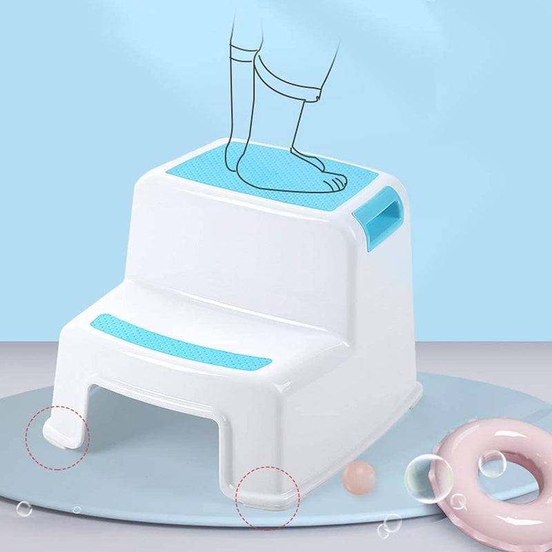 Dratal 2 Step Stool for Toddlers AntiSlip Sturdy Toddler Step Stool for Bathroom Sink Toilet Potty Training BathroomKitchenBlue