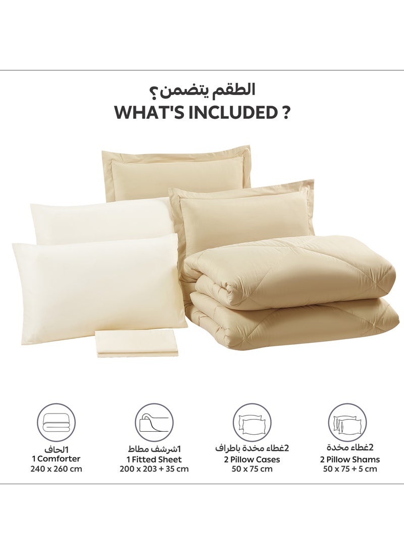 Donetella Bedding Comforter Set, King Size Fits 200x200 cm - 6-Pcs Solid Quilted Bed Set, Microfiber Fabric - 1 Comforter, 1 Fitted Sheet, 2 Pillow Shams, 2 Pillowcases  - Image 4