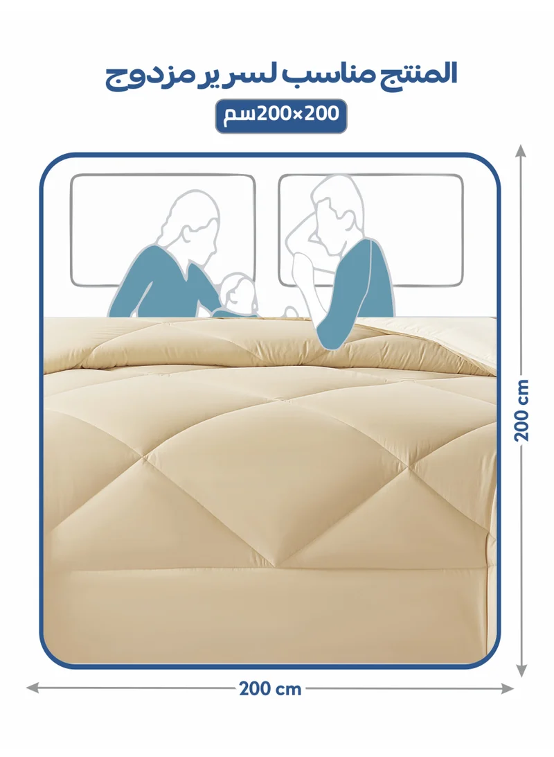 دوناتيلا مفرش سرير مزدوج 6 قطع من مايكروفايبر يناسب سرير 260×240 سم تصميم مربعات لون عاجي