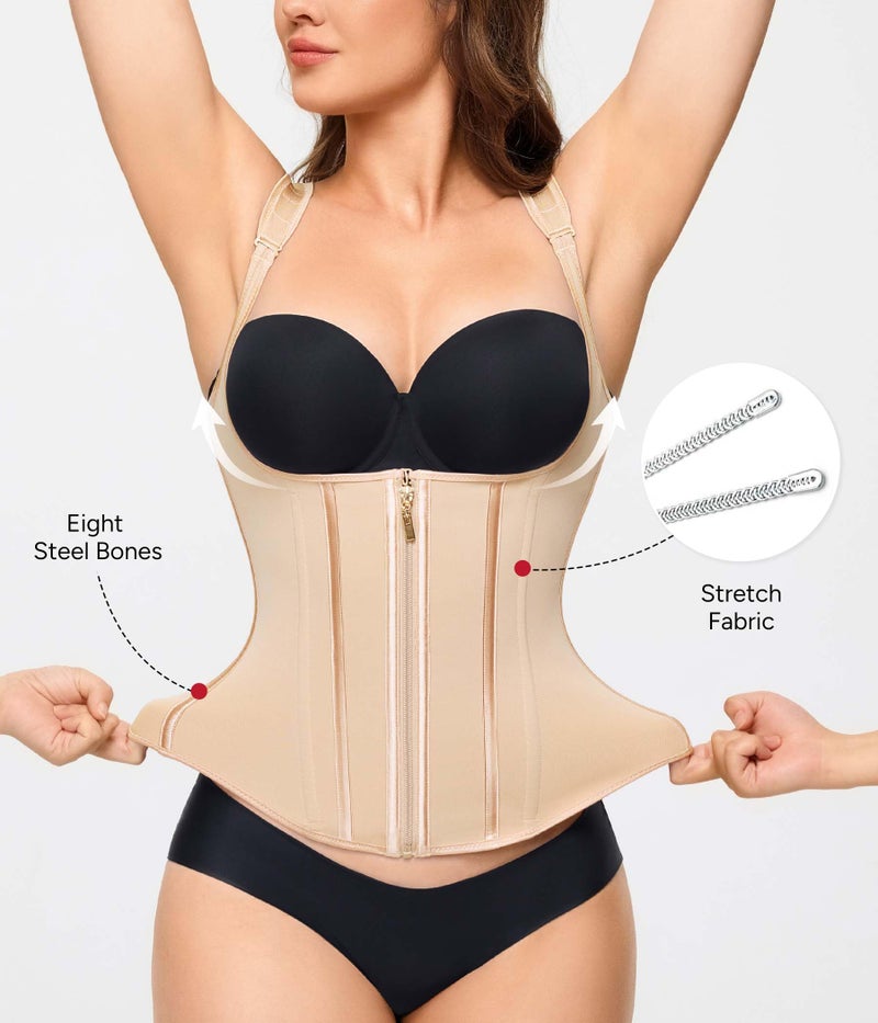 Nebility Waist Trainer for Women Corset Shapewear Tummy Control Faja Body Shaper Waist Cincher with Adjustable Strap(Beige,Medium) - Image 3