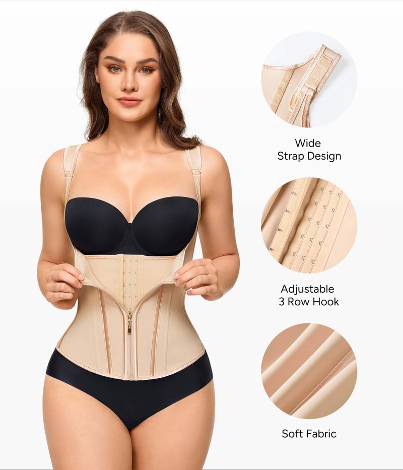 Nebility Waist Trainer for Women Corset Shapewear Tummy Control Faja Body Shaper Waist Cincher with Adjustable Strap(Beige,Medium) - Image 4