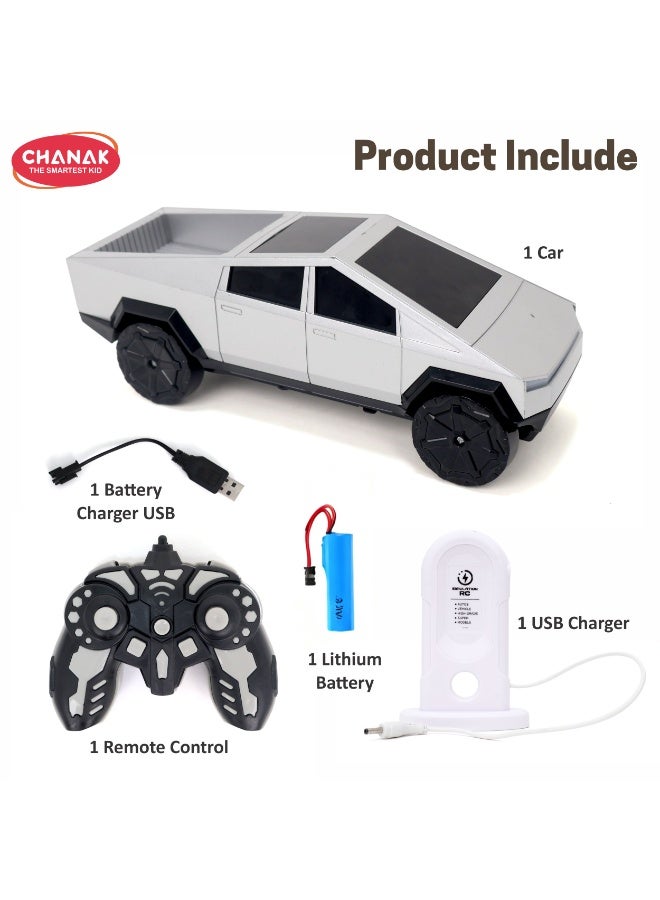 Chanak Diecast Cybertruck Model Car 1:36 Scale Die Cast Toy Truck With Led Lights, Smooth Tires, Lithium Battery and Grey Plastic Body Collectible Cyber Car Toy For Kids Age 6+ - Image 4