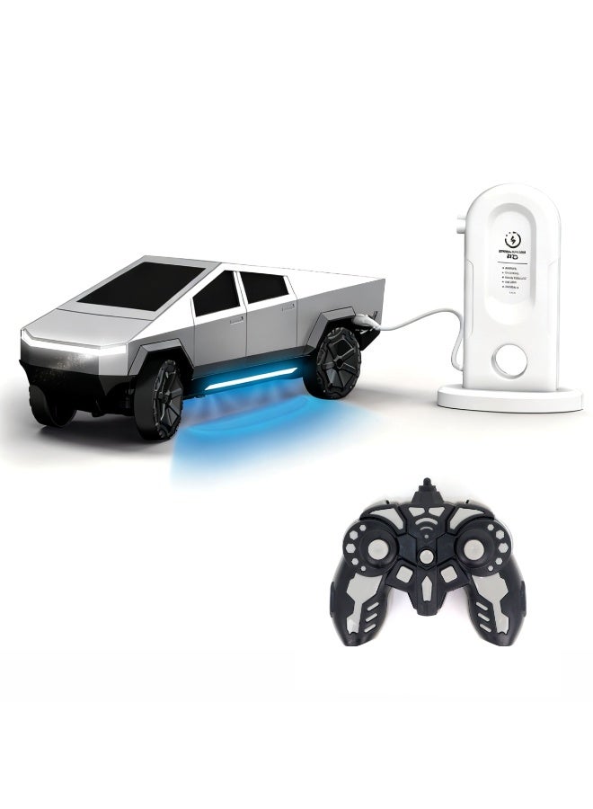 Chanak Diecast Cybertruck Model Car 1:36 Scale Die Cast Toy Truck With Led Lights, Smooth Tires, Lithium Battery and Grey Plastic Body Collectible Cyber Car Toy For Kids Age 6+ - Image 1