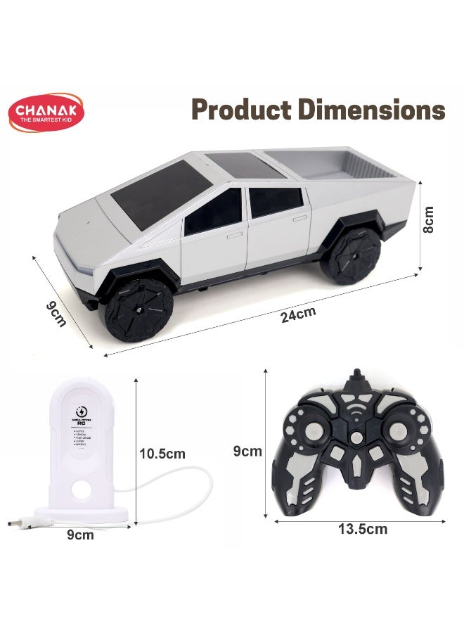 Chanak Diecast Cybertruck Model Car 1:36 Scale Die Cast Toy Truck With Led Lights, Smooth Tires, Lithium Battery and Grey Plastic Body Collectible Cyber Car Toy For Kids Age 6+ - Image 3