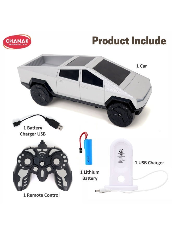 Chanak Diecast Cybertruck Model Car 1:36 Scale Die Cast Toy Truck With Led Lights, Smooth Tires, Lithium Battery and Grey Plastic Body Collectible Cyber Car Toy For Kids Age 6+ - Image 5
