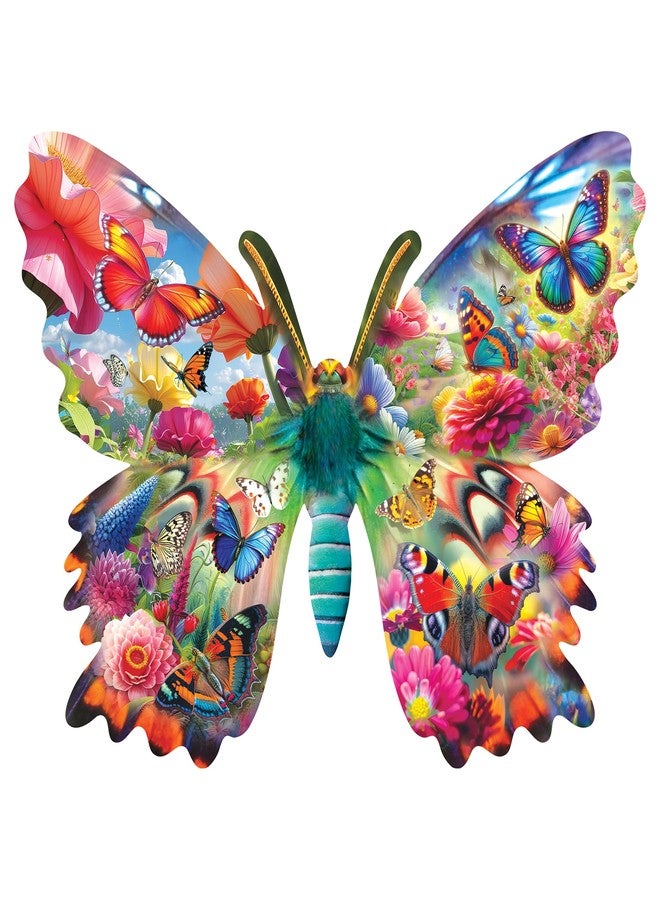 RoseArt - Big Shaped Butterfly Jigsaw Puzzle – 500 Pieces Colorful Nature Design, 27" x 20" Finished Size, Made in USA, Gift for Adults and Puzzle Lovers - Image 1