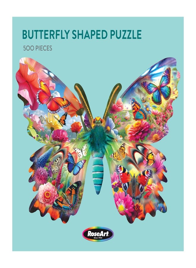 RoseArt - Big Shaped Butterfly Jigsaw Puzzle – 500 Pieces Colorful Nature Design, 27" x 20" Finished Size, Made in USA, Gift for Adults and Puzzle Lovers - Image 4