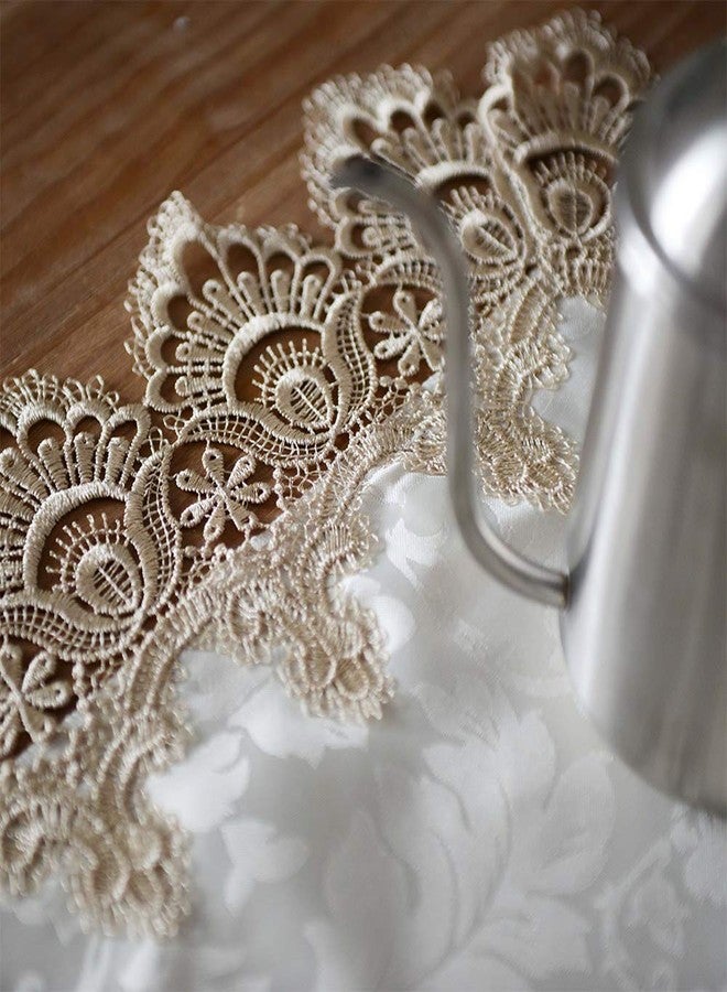 ARTABLE Lace Table Runners Rope Embroidery Dresser Scarf Retro Classic Pattern Flowers Natural Fabric Coffee Table Vintage Wedding Home Garden Holiday (Light Brown, 16 x 36 Inch) - Image 4