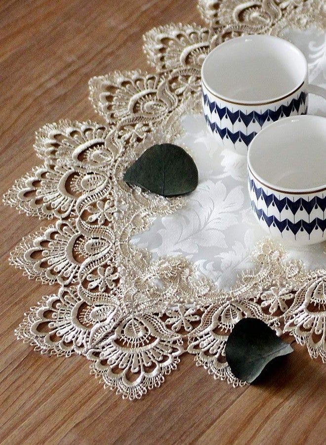 ARTABLE Lace Table Runners Rope Embroidery Dresser Scarf Retro Classic Pattern Flowers Natural Fabric Coffee Table Vintage Wedding Home Garden Holiday (Light Brown, 16 x 36 Inch) - Image 3