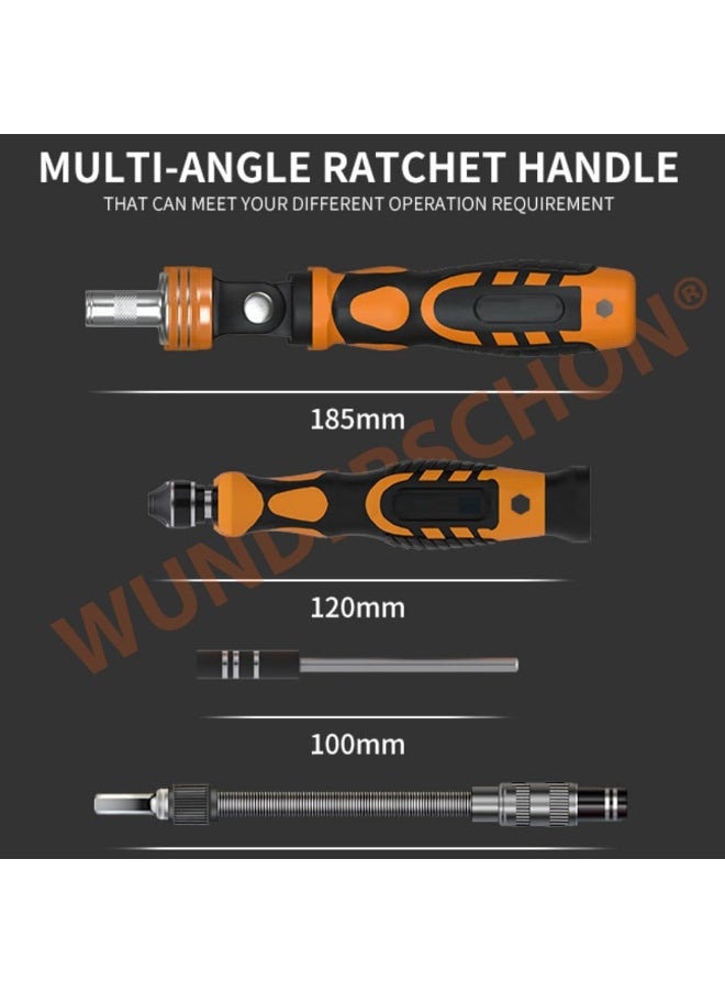 WUNDERSCHÖN - 31-In-1 Multifunctional Reattaching Screwdriver Set 180 Degree Ratchet  Precision Screwdriver Interchangeable Magnetic Heads and Sockets - Image 1
