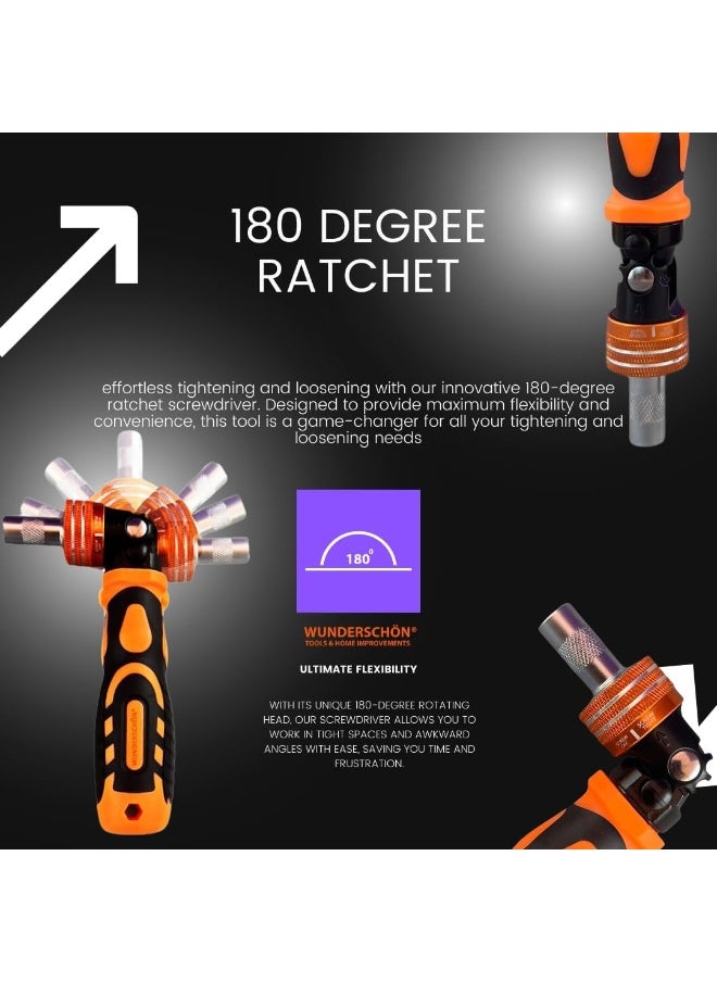 WUNDERSCHÖN - 31-In-1 Multifunctional Reattaching Screwdriver Set 180 Degree Ratchet  Precision Screwdriver Interchangeable Magnetic Heads and Sockets - Image 1