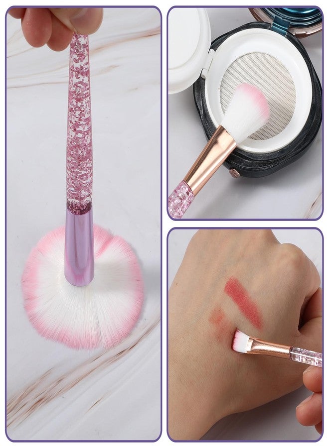 AOZUO 15Pcs Pink Makeup Brushes Set, Glitter Crystal Cute Makeup Brush Eye Shadow Brushes Kit Professional Face Foundation Concealer Liquid Make up Beauty Eyeliner Lip Cosmetic Brush Set for Women - Image 5