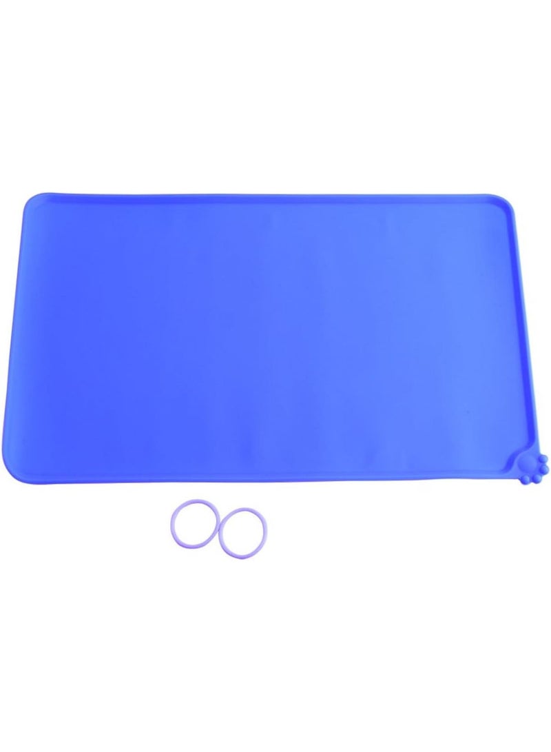 GGOOT Silicone Pet Feeding, Mats Mat Food Non Cat Easy Wipe Clean Dish Bowl Slip Dog and Water Placemat Green Feed Pup Product (Blue) - Image 3