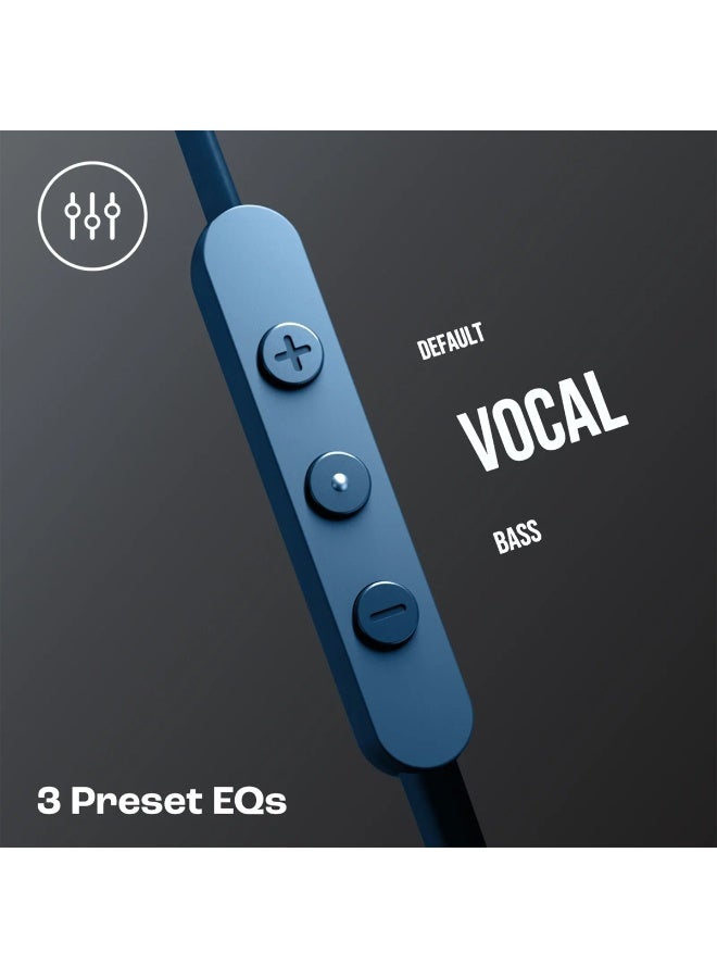 Tune 305C USB-C Wired Earphones, Hi-Res/Hi-Fi Audio, Pure Bass Sound, 3 EQ Presets (Vocal, Bass), Semi-In-Ear, Tangle-Free Cable, 3-Button Remote with Mic, Type-C Connectivity, Blue - Image 4