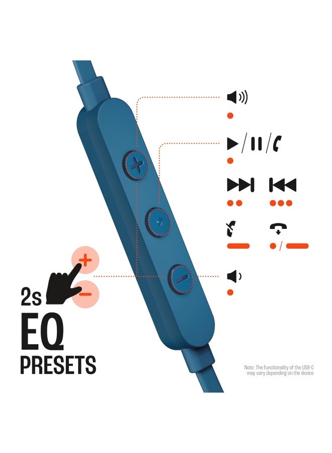 Tune 305C USB-C Wired Earphones, Hi-Res/Hi-Fi Audio, Pure Bass Sound, 3 EQ Presets (Vocal, Bass), Semi-In-Ear, Tangle-Free Cable, 3-Button Remote with Mic, Type-C Connectivity, Blue - Image 2