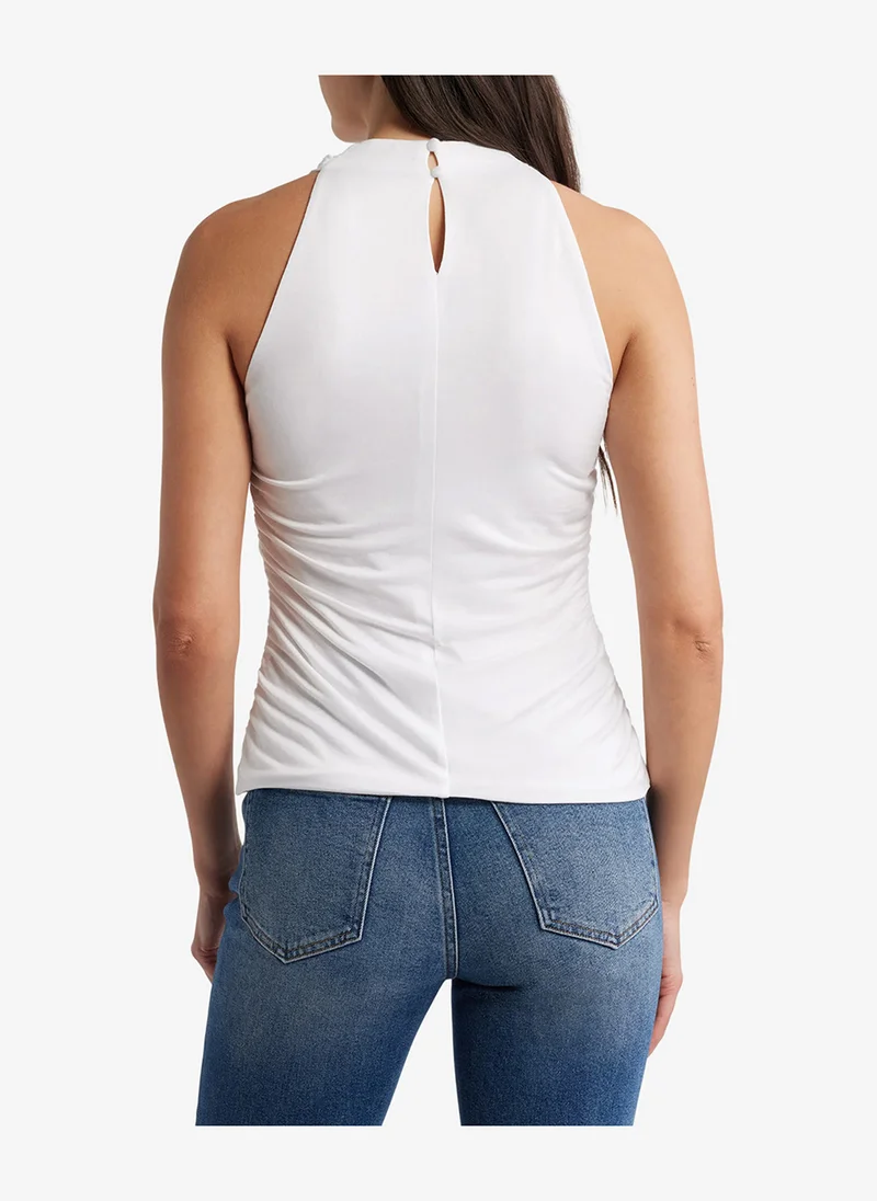 French Connection  Women's Summer White Gibson Jersey Ruched Cowl Neck for Women | Best Price UAE
