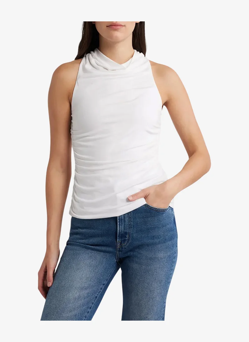 فرنش كونكشن Women's Summer White Gibson Jersey Ruched Cowl Neck