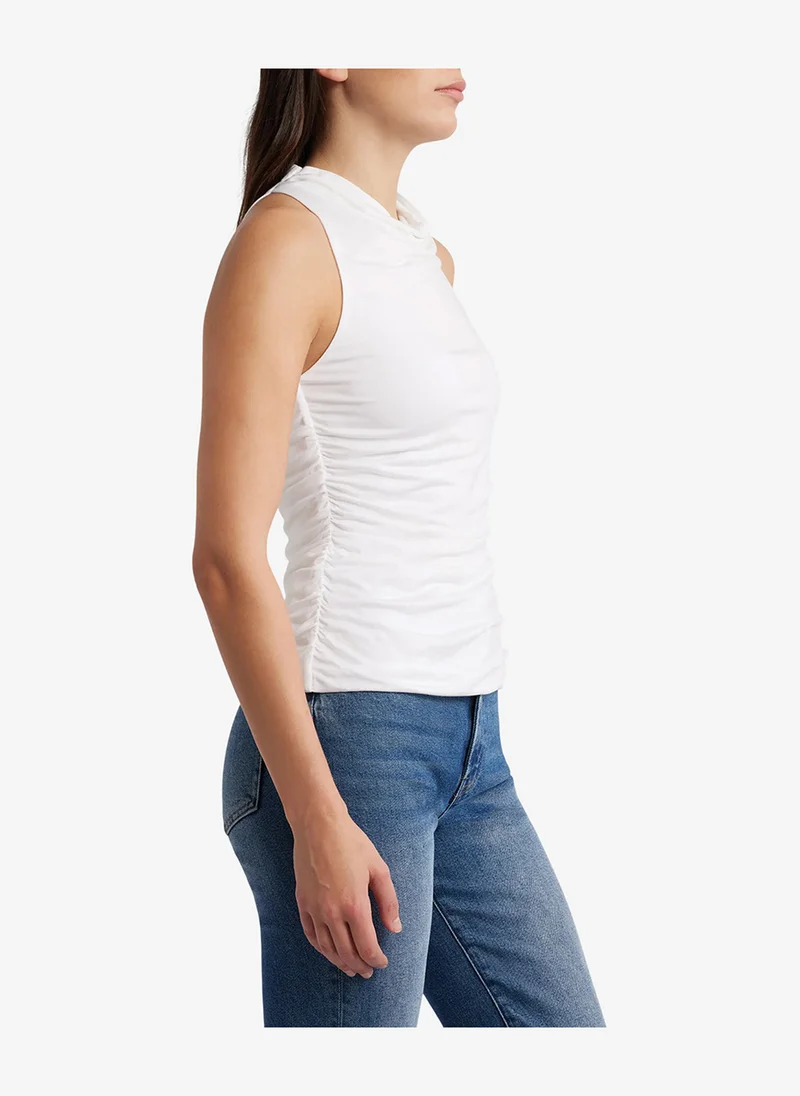 فرنش كونكشن Women's Summer White Gibson Jersey Ruched Cowl Neck