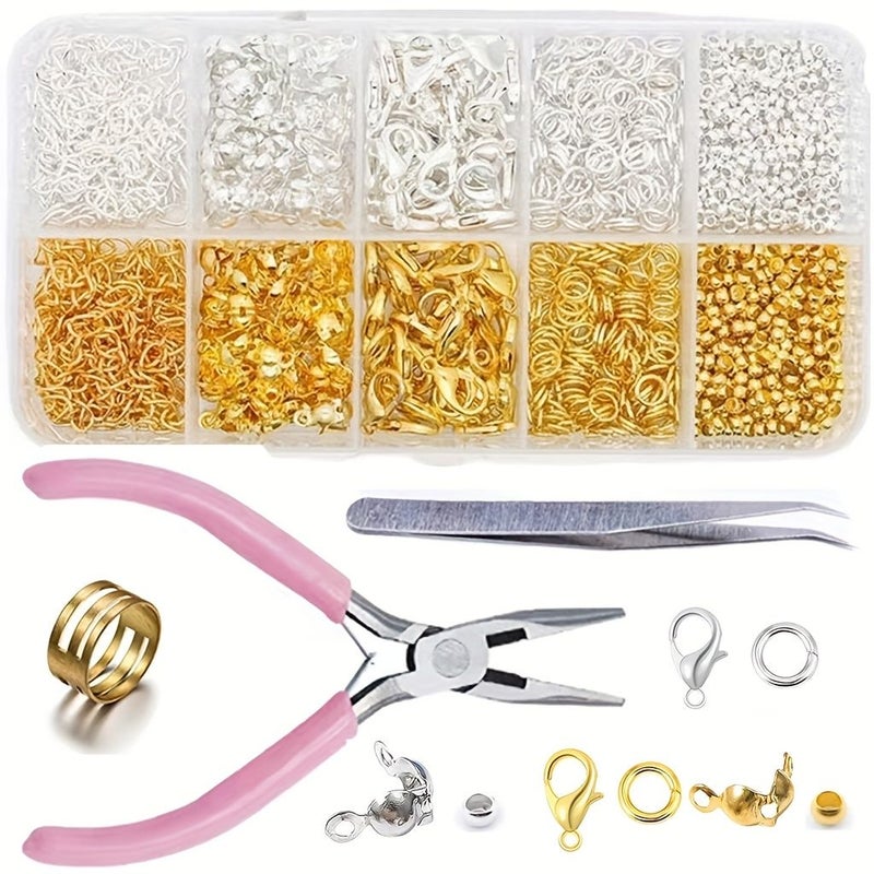 Jewelry Making Tool Kit Black Pliers Three Piece Set With 10 Grid Accessory Set Lobster Clasp Single Ring Positioning Bead For Handmade Production Suitable For Beginners And Enthusiasts - Image 1