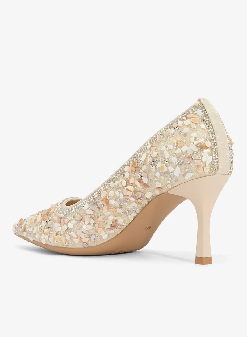 Ella Limited Edition Rhinestone Embellished Detail Mid Heel Pumps