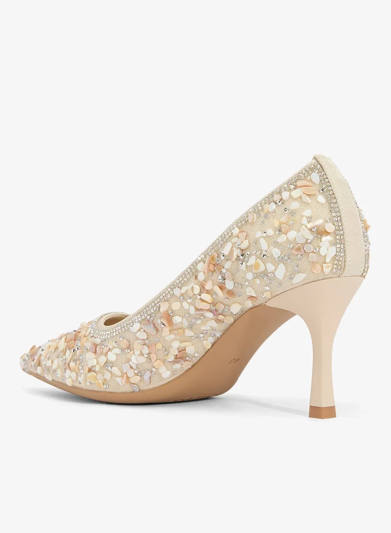 Ella Limited Edition  Rhinestone Embellished Detail Mid Heel Pumps for Women | Best Price UAE