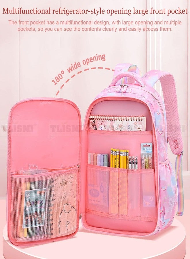 TLISMI Kawaii Pastel Colored Cute Rainbow Butterfly Print School Bag, Water Resistant Korean Style Casual Travel Daypack, Large Capacity Lightweight Spine Protection Backpack for 7-14 Years Girls - Image 4