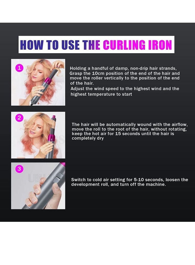 5 in 1 Curling Wand Set Fast Heating Hot Air Comb Dual-Purpose Curling Straightener Iron Automatic Curling Iron for Multiple Hair Types and Styles Gift for Girls Wom - Image 5