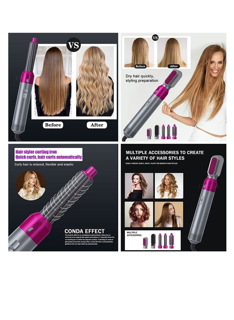 5 in 1 Curling Wand Set Fast Heating Hot Air Comb Dual-Purpose Curling Straightener Iron Automatic Curling Iron for Multiple Hair Types and Styles Gift for Girls Wom - Image 4