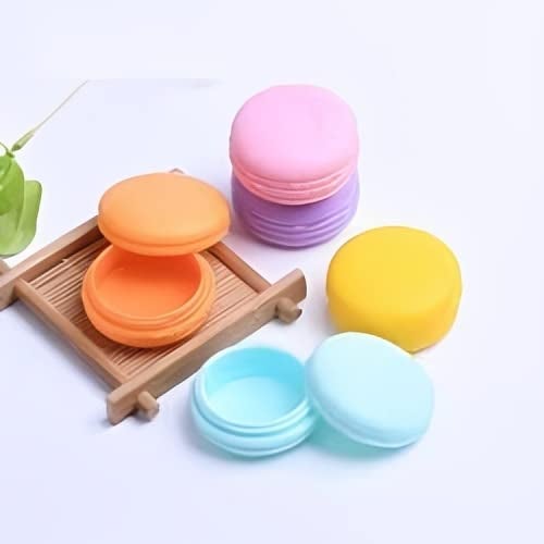 M.C. PIPWALA MC PIPWALA 10g Cute Macaron Cookie Shape Plastic Refillable Empty Lip Balm Containers Random Colours Pink Green Purple Yellow Orange 60 pcs  - Image 2