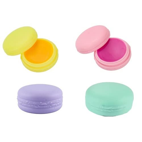 M.C. PIPWALA MC PIPWALA 10g Cute Macaron Cookie Shape Plastic Refillable Empty Lip Balm Containers Random Colours Pink Green Purple Yellow Orange 60 pcs  - Image 1