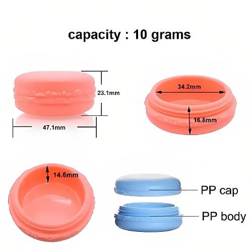 M.C. PIPWALA MC PIPWALA 10g Cute Macaron Cookie Shape Plastic Refillable Empty Lip Balm Containers Random Colours Pink Green Purple Yellow Orange 60 pcs  - Image 5