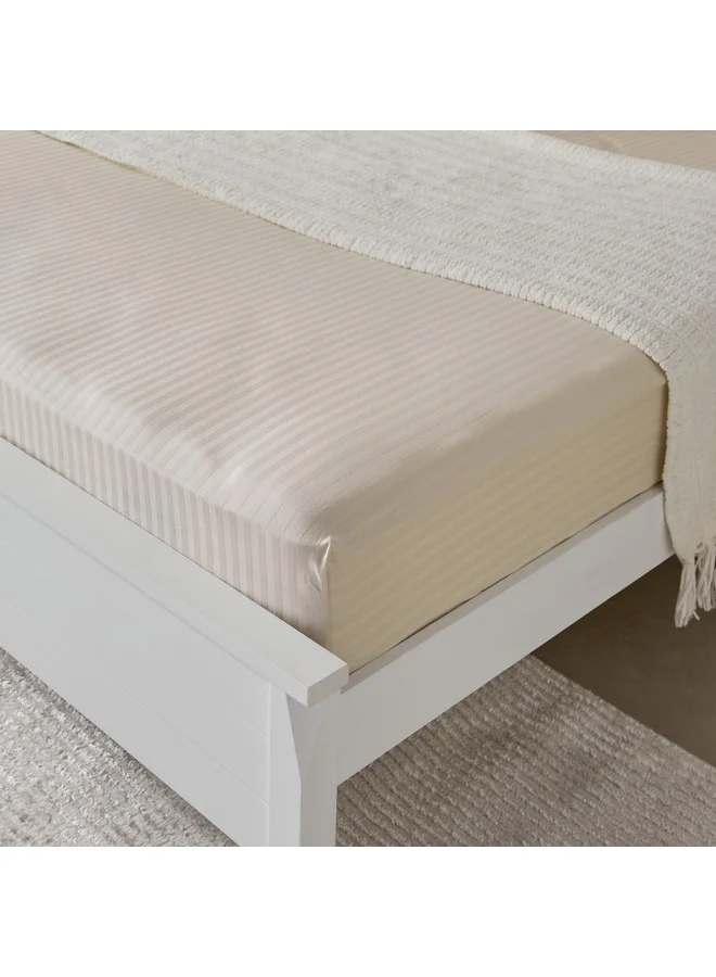 Home Box Hamilton Striped Satin Cotton King Fitted Sheet 210 x 36 x 180 cm