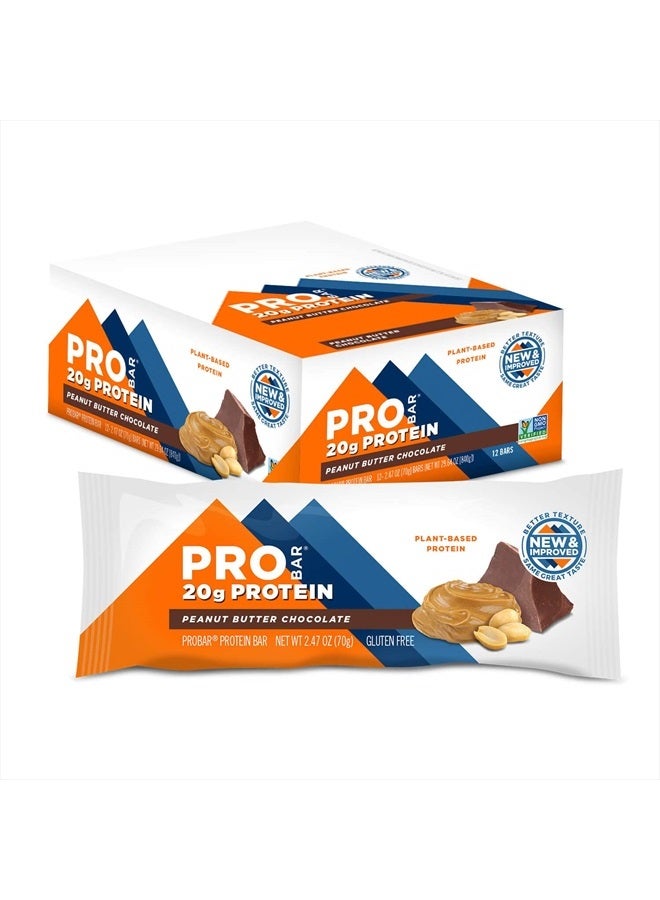 PROBAR PROBAR - PROTEIN Bar, Peanut Butter Chocolate, Non-GMO, Gluten-Free, Healthy, Plant-Based Whole Food Ingredients, Natural Energy (12 Count) - Image 1