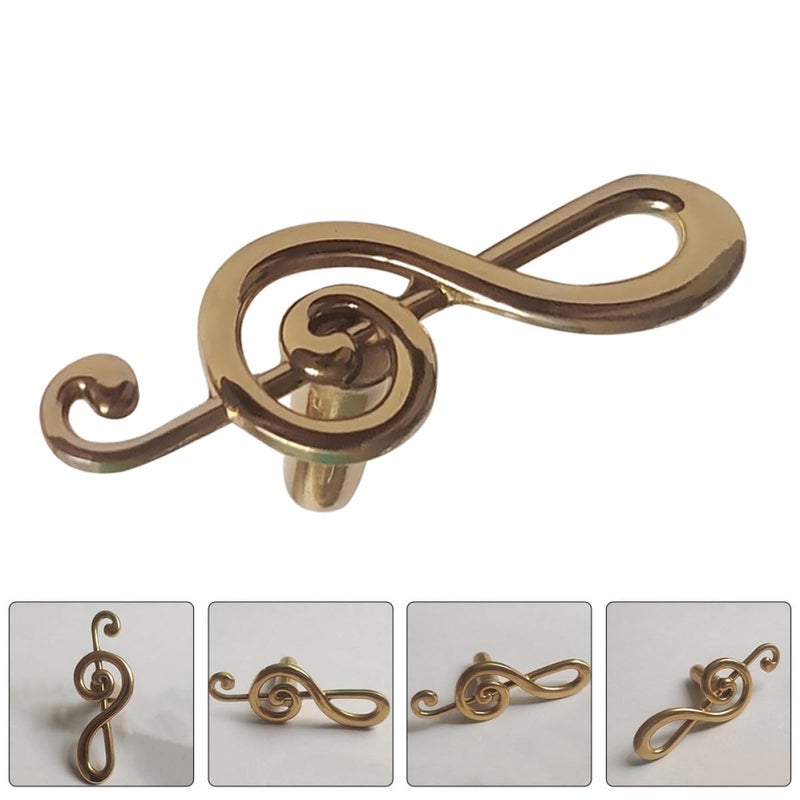 Vintage Brass Music Note Cabinet Knobs 2pcs Antique Metal Drawer Pulls For Furniture - Image 4