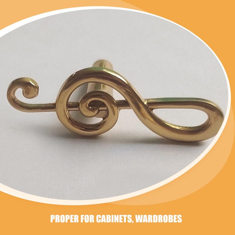 Vintage Brass Music Note Cabinet Knobs 2pcs Antique Metal Drawer Pulls For Furniture - Image 5