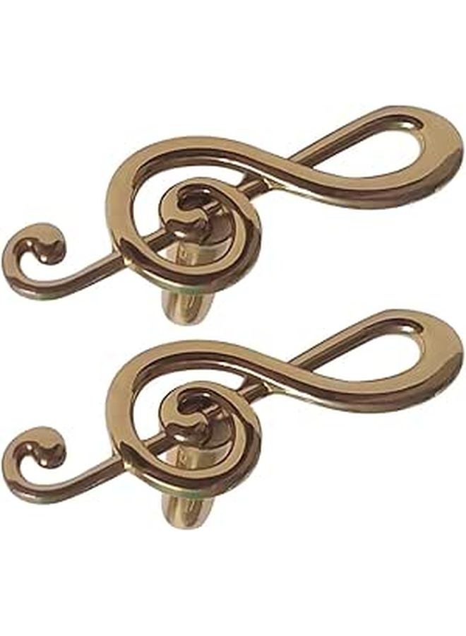 Vintage Brass Music Note Cabinet Knobs 2pcs Antique Metal Drawer Pulls For Furniture - Image 1