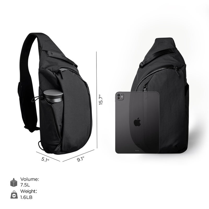 ALPAKA Metro Crossbody Left Shoulder 7.5L - Crossbody Bag Men,Sling Backpack - Fits 11" Tablet - Single Shoulder with YKK Zipper - Expandable Water Bottle Pocket - Phone Sleeve- Black Axoflux 210D - Image 4