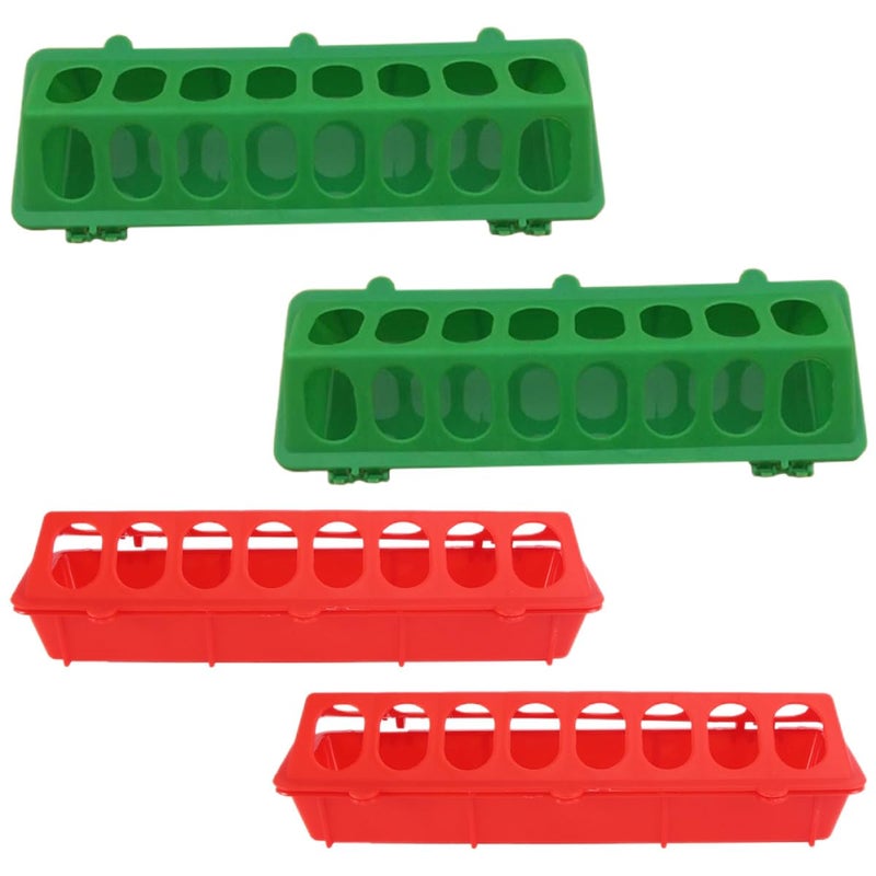 4Pcs Plastic Anti Spill Pigeon Chicken Bird Feeder Trough Red Green For Cage - Image 2