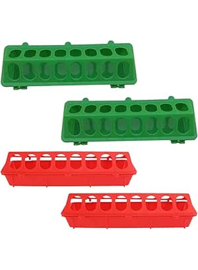 4Pcs Plastic Anti Spill Pigeon Chicken Bird Feeder Trough Red Green For Cage - Image 1