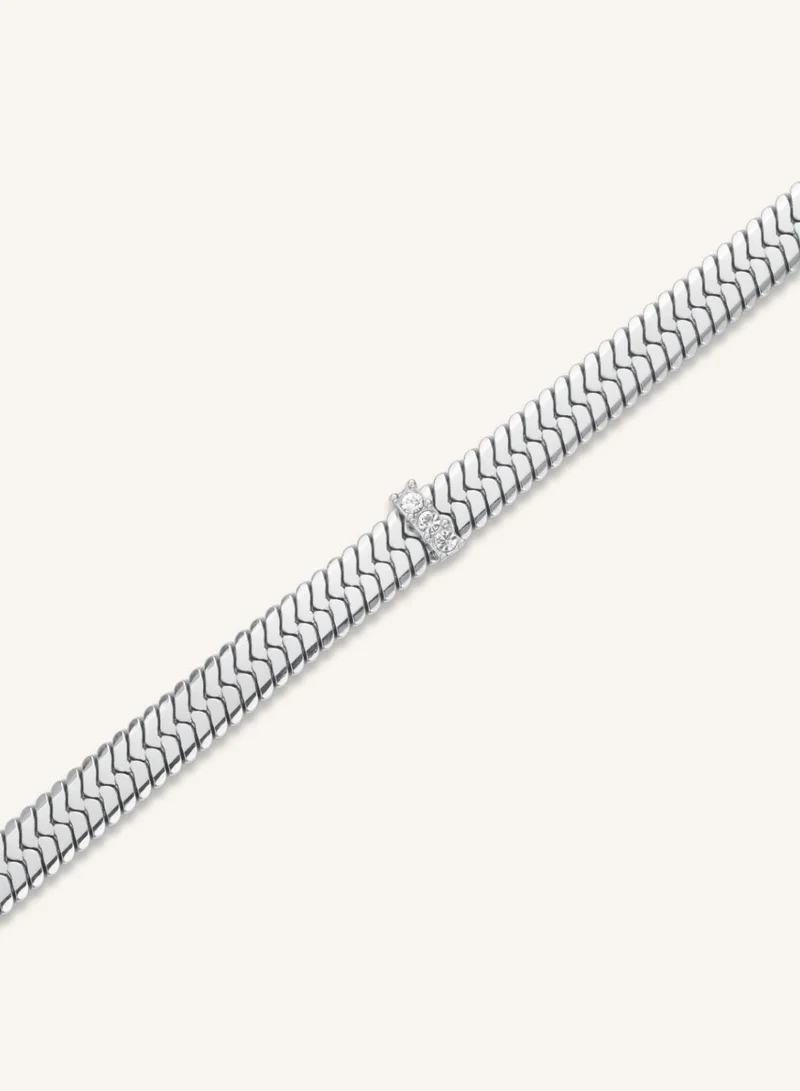 Rosefield  Crystal Snake Chain Bracelet, Silver Tone for Women | Best Price UAE
