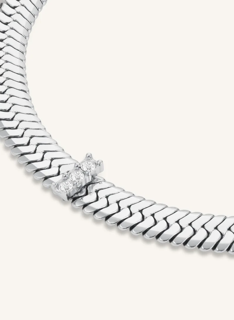 Rosefield  Crystal Snake Chain Bracelet, Silver Tone for Women | Best Price UAE