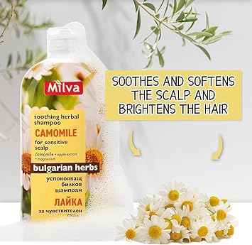 Milva Chamomile Shampoo for Sensitive Dry Itchy Scalp with Magnesium Apple Extract 200ml Cleansing Clarifying Shampoo with Herbal Soothing Formula Naturally Lightens Brightens Blonde Hair - Image 5