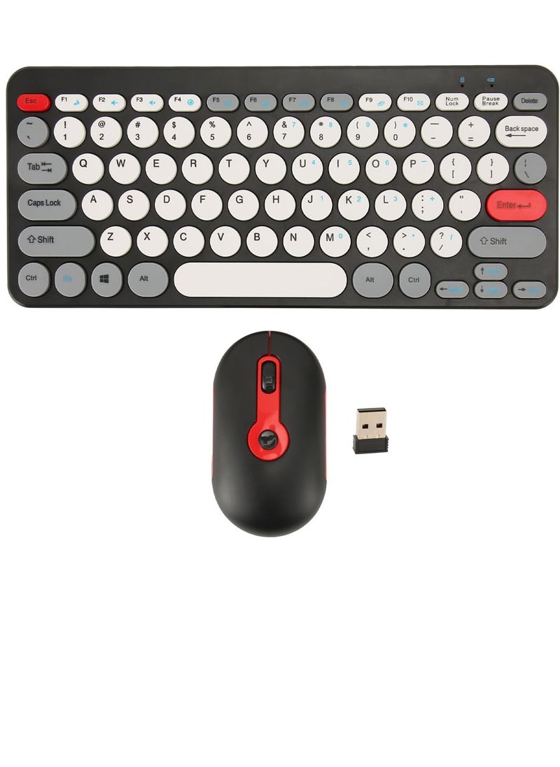 Generic - Fashion HK09 Mini Wireless Keyboard Mouse Set, 2.4G Office Combo, (AR/ENG) Slim Retro Round Keypad with Mute Design for Laptops/Windows/IOS - Image 1