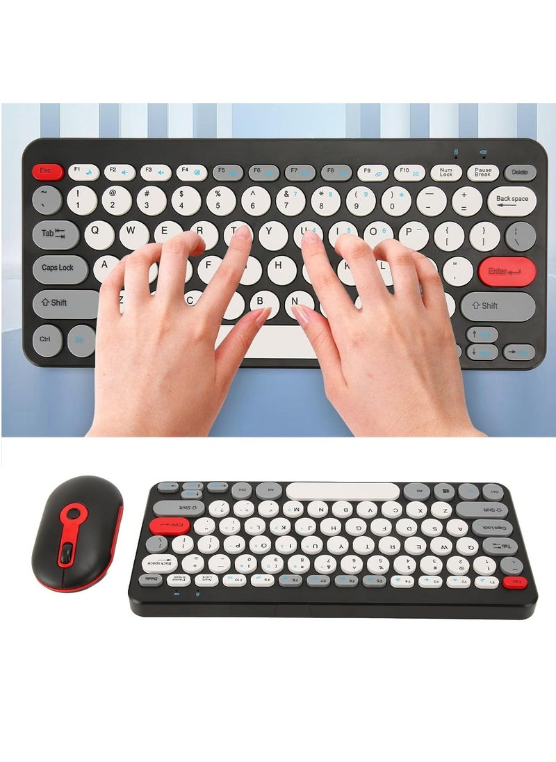Generic - Fashion HK09 Mini Wireless Keyboard Mouse Set, 2.4G Office Combo, (AR/ENG) Slim Retro Round Keypad with Mute Design for Laptops/Windows/IOS - Image 1