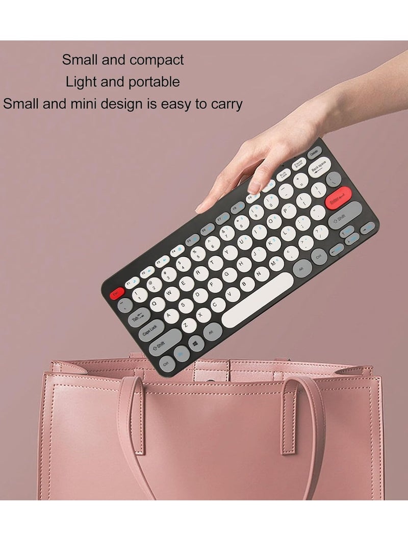 Generic - Fashion HK09 Mini Wireless Keyboard Mouse Set, 2.4G Office Combo, (AR/ENG) Slim Retro Round Keypad with Mute Design for Laptops/Windows/IOS - Image 1