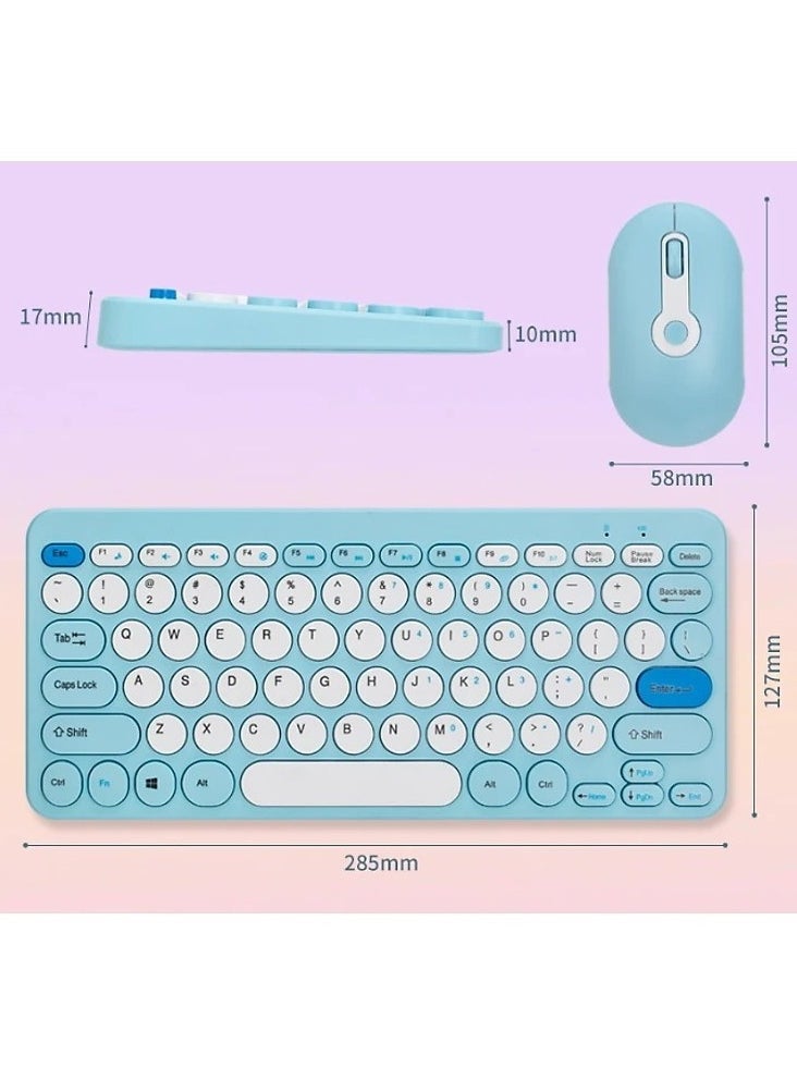 Generic - Fashion HK09 Mini Wireless Keyboard Mouse Set, 2.4G Office Combo, (AR/ENG) Slim Retro Round Keypad with Mute Design for Laptops/Windows/IOS - Image 1