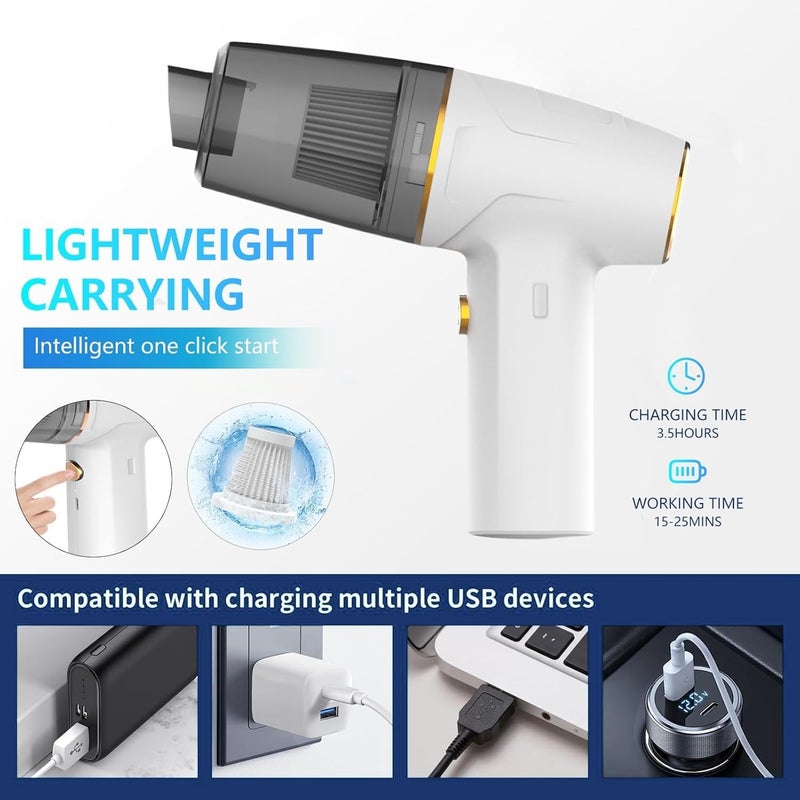 TDOO Car Vacuum Cleaner, Cordless Handheld Vacuum, Brushless DC Motor 12000PA Maximum Suction,Mini Portable Vacuum Cleaner Rechargeable for Home,Office,Kitchen - Image 4
